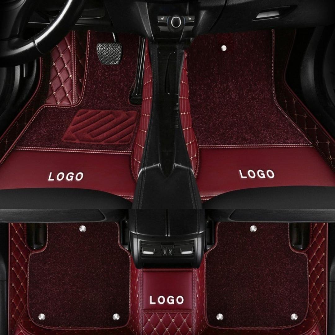 Silas Double-Layer Leather Car Floor Mats with Logo Customizable
