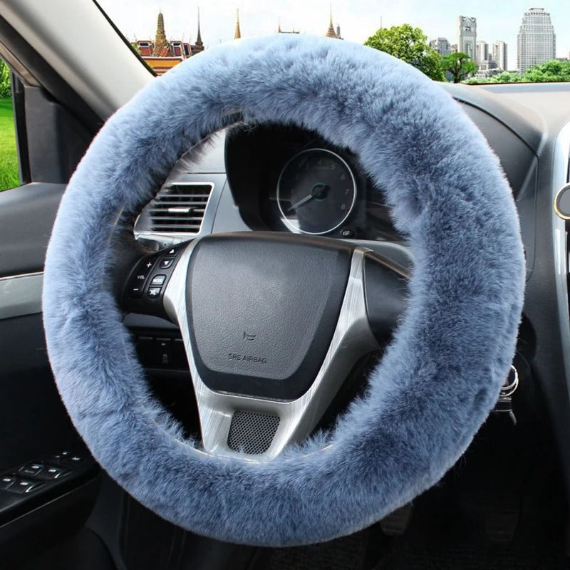 Car Steering Wheel Cover Winter Fluffy Rabbit Hair