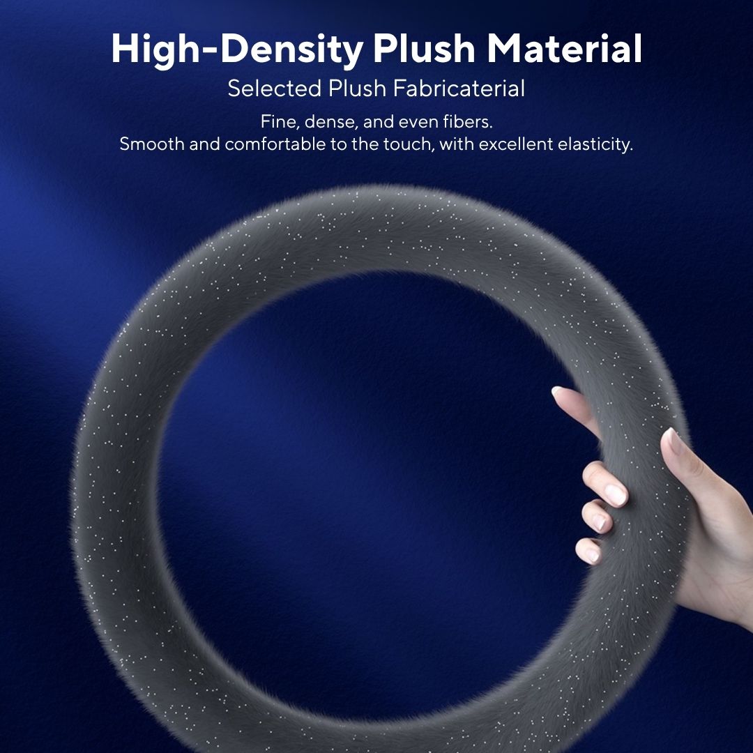 Winter Starry Plush Steering Wheel Cover | Anti-Slip, Sweat-Absorbing & Self-Heating