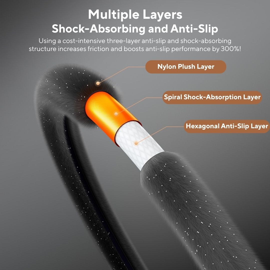 Winter Starry Plush Steering Wheel Cover | Anti-Slip, Sweat-Absorbing & Self-Heating