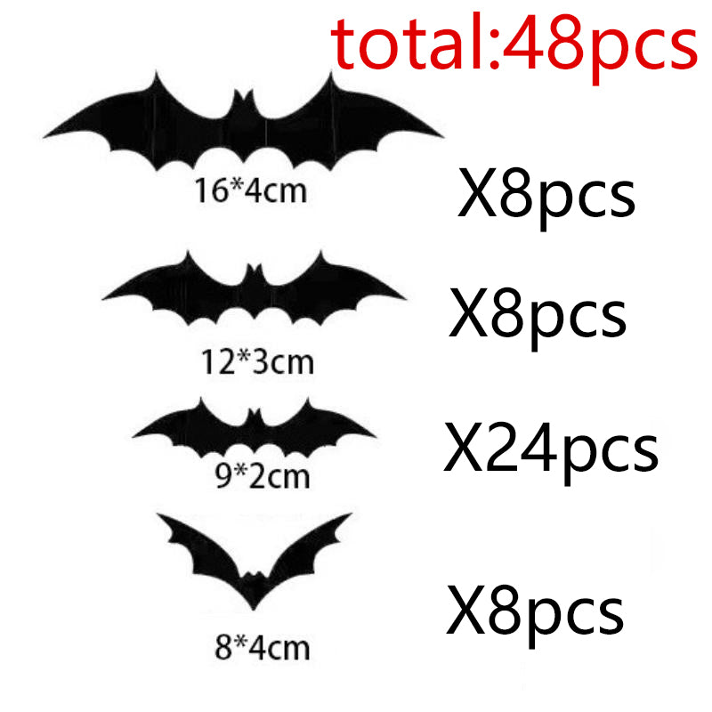 60PCS 3D Black Bat Wall Decor – Realistic PVC Stickers for Halloween Party & Creepy Home Decorations