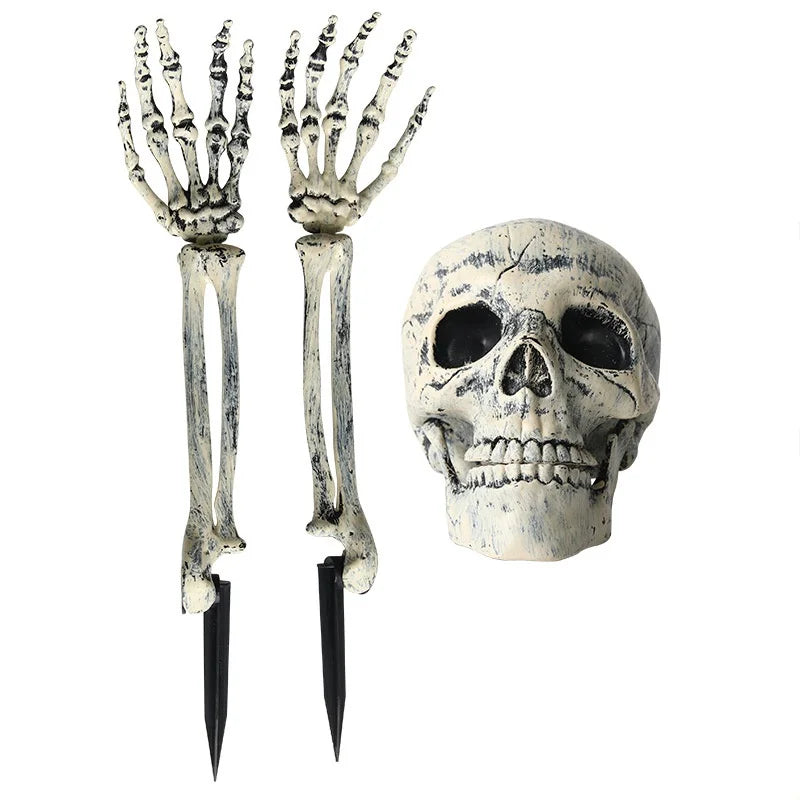 Realistic Halloween Skeleton Stakes – Skull Head & Arms Decorations for Outdoor Yard, Lawn, & Graveyard Party Supplies