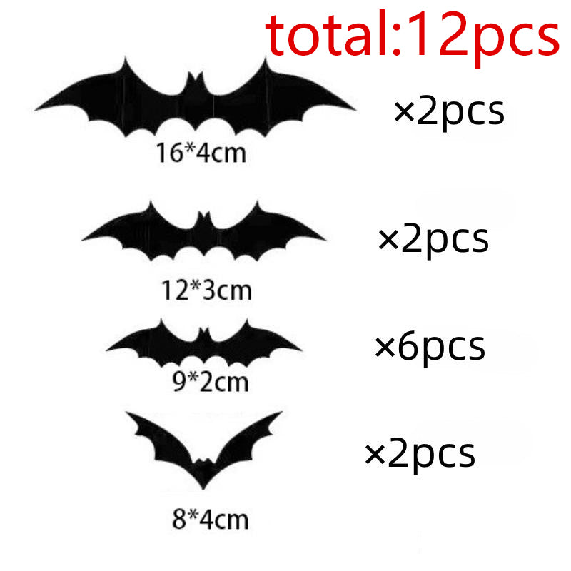 60PCS 3D Black Bat Wall Decor – Realistic PVC Stickers for Halloween Party & Creepy Home Decorations