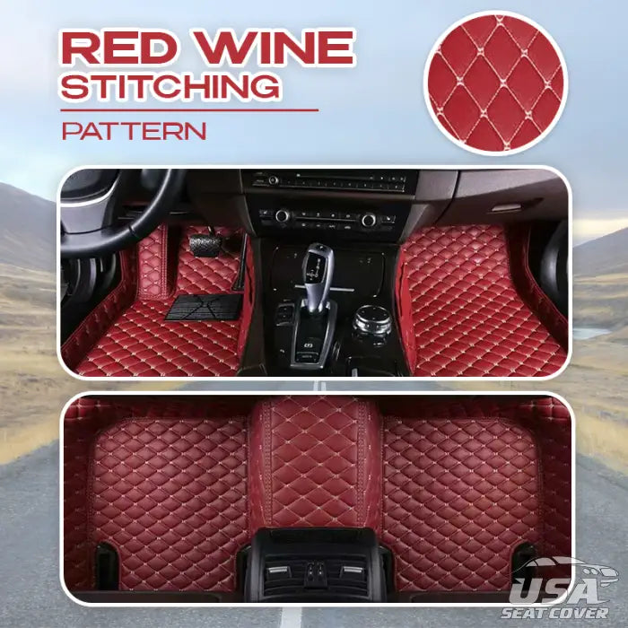 BDK Red/Black Truck SUV Car Seat Covers & Heavy Duty Rubber Floor Mats – 2-Tone Combo Set