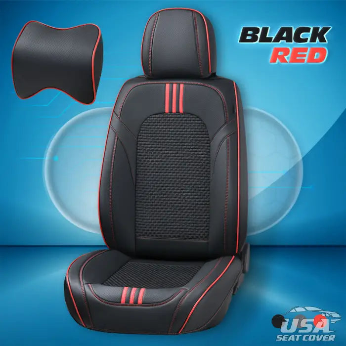 James 2023 Full Set Universal Breathable Waterproof Vehicle Leather Cover For Cars Suv Black & Red