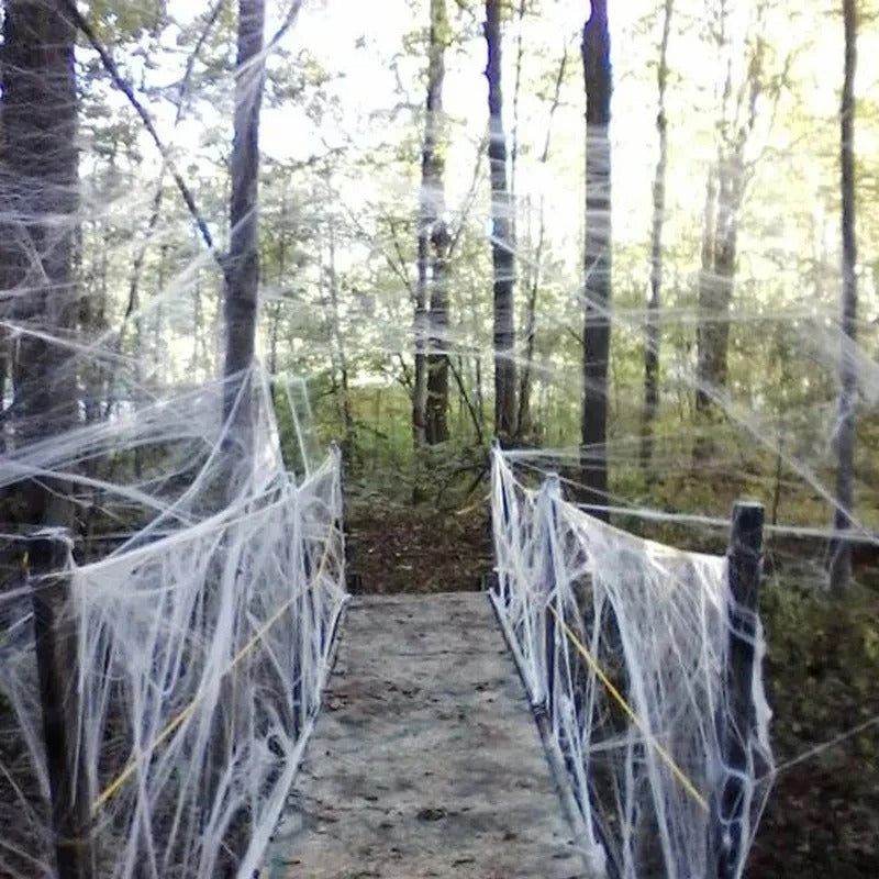 Artificial Spider Web for Halloween Decoration – Stretchy Cobweb for Scary Party Scenes & Horror House Decor