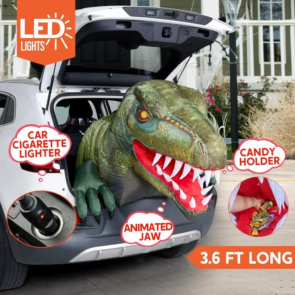 Halloween Inflatable Dinosaur with LEDs – Outdoor & Trunk or Treat Car Decorations