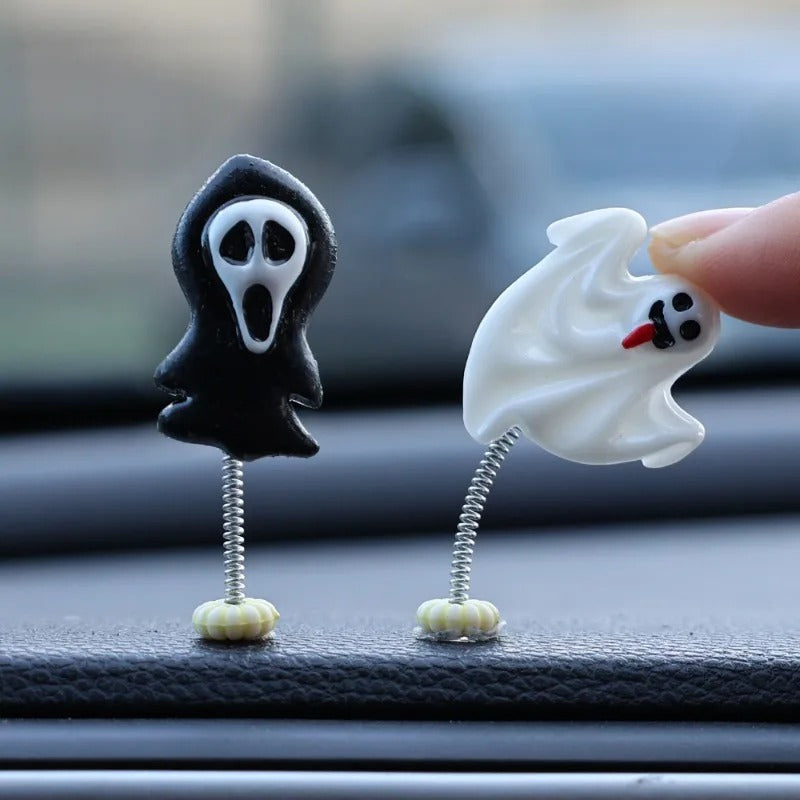 Halloween Cartoon Shaking Head Car Ornaments – Bat, Ghost, Wizard, Pumpkin Lantern