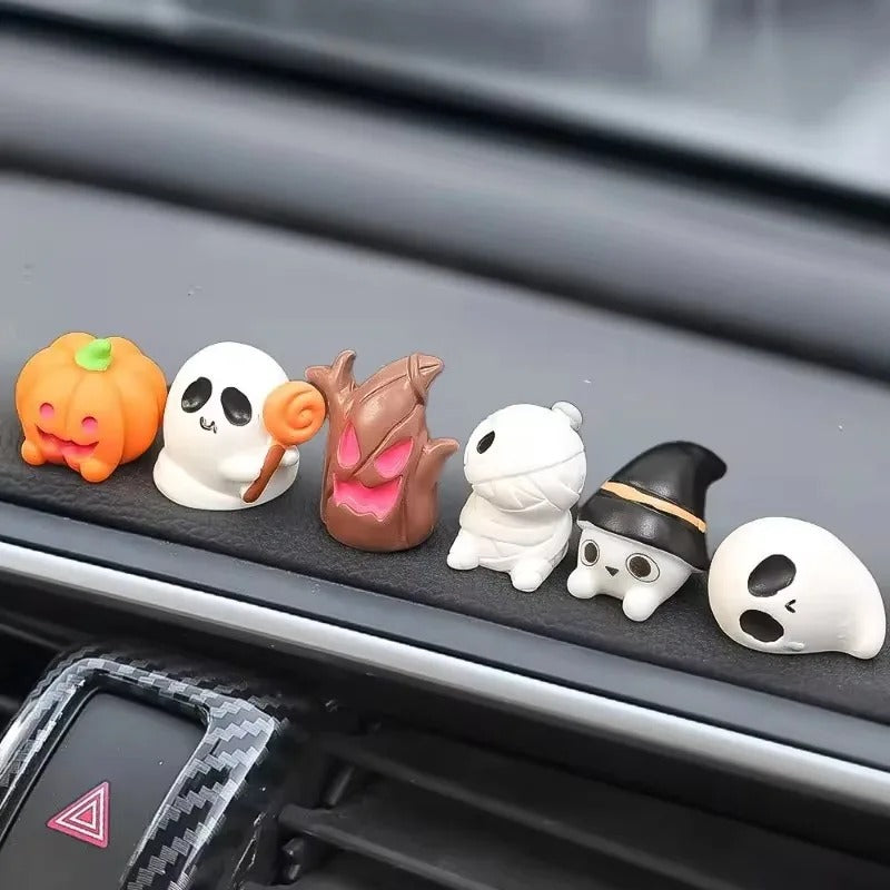 Halloween Creative Elf Car Ornaments – Pumpkin, Ghost & Mummy Dashboard Decor