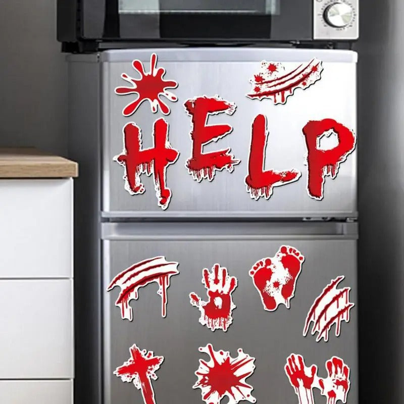 10pcs Halloween Bloody Fridge Magnets – Car Stickers for Kitchen & Garage Door Decor