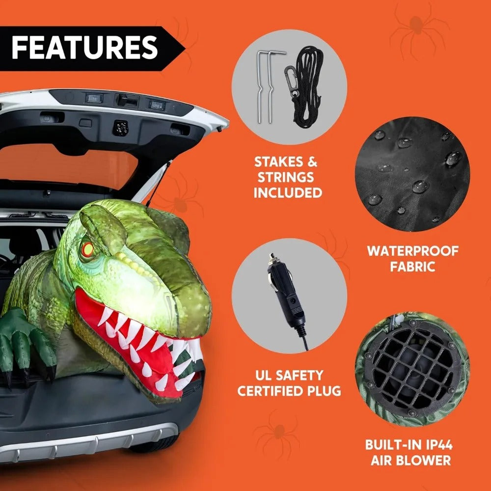 Halloween Inflatable Dinosaur with LEDs – Outdoor & Trunk or Treat Car Decorations