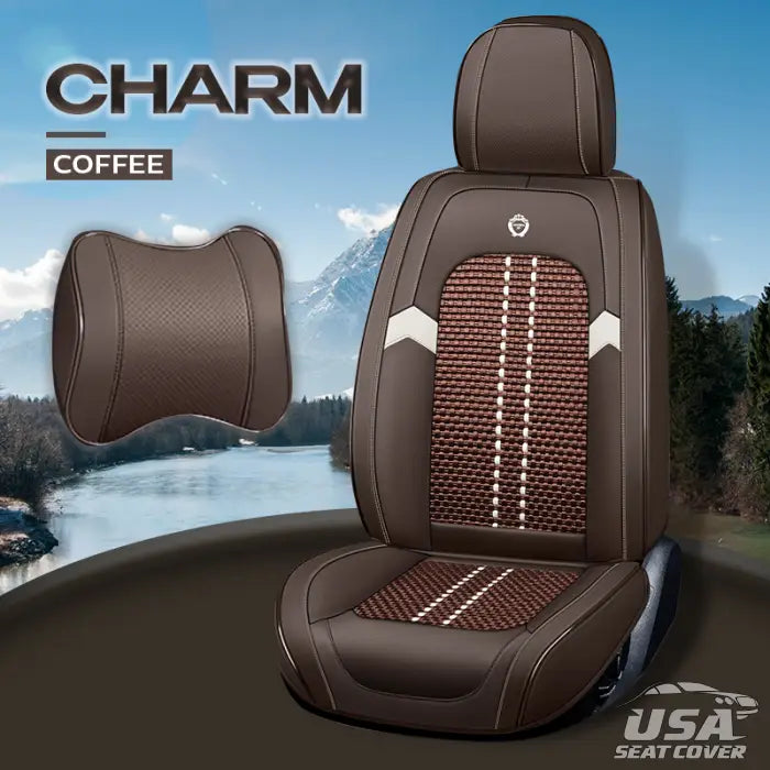 Nox 2023 Full Set Universal Breathable Waterproof Vehicle Leather Cover For Cars Suv Charm Coffee /