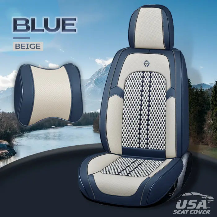 Nox 2023 Full Set Universal Breathable Waterproof Vehicle Leather Cover For Cars Suv Dark Blue Beige