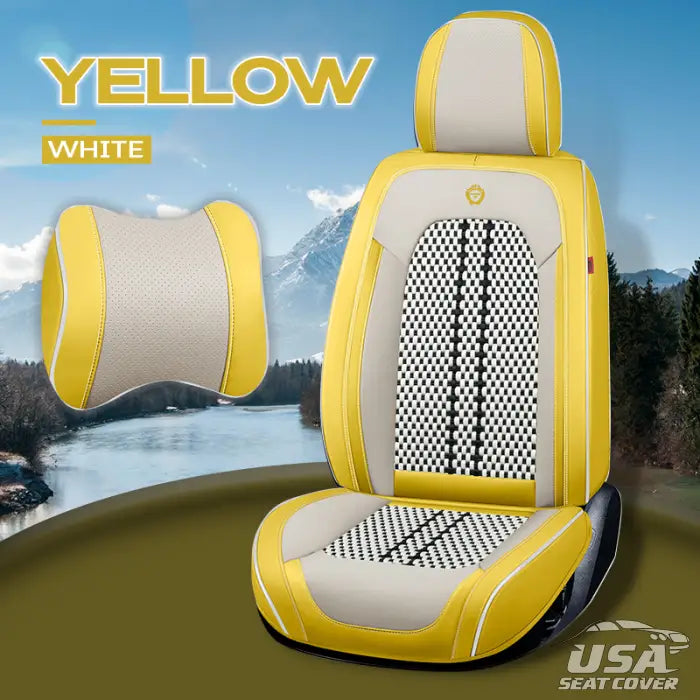 Nox 2023 Full Set Universal Breathable Waterproof Vehicle Leather Cover For Cars Suv Yellow White /