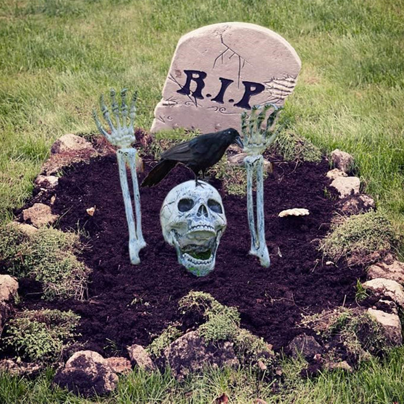 Realistic Halloween Skeleton Stakes – Skull Head & Arms Decorations for Outdoor Yard, Lawn, & Graveyard Party Supplies