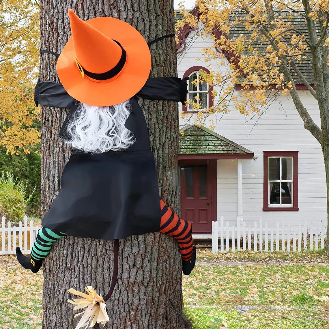 Halloween Crash Witch Decoration – Hanging Witch for Outdoor Garden, Post, and Tree Party Scene Decor