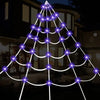 197 Inches Glowing Spider Web Halloween Decorations – LED Purple Light Plush Spider & Triangulation Fan Web