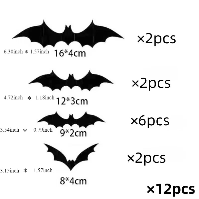 60PCS 3D Black Bat Wall Decor – Realistic PVC Stickers for Halloween Party & Creepy Home Decorations