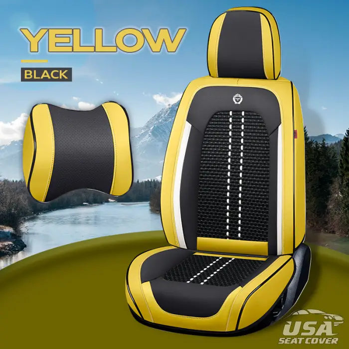 Au Nox 2023 Full Set Universal Breathable Waterproof Vehicle Leather Cover For Cars Suv Yellow Black
