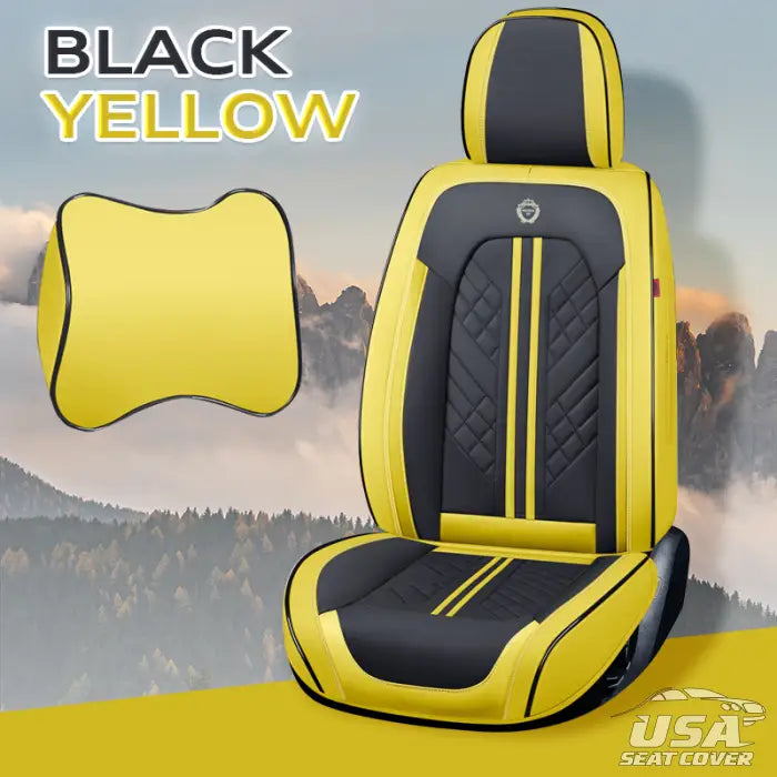 GXT Deluxe Faux Leather Full Coverage Car Seat Cover Anti-Slip Universal  Fits for Sedans SUV Pick-up Truck with Headrests,Interior  Accessories(Yellow