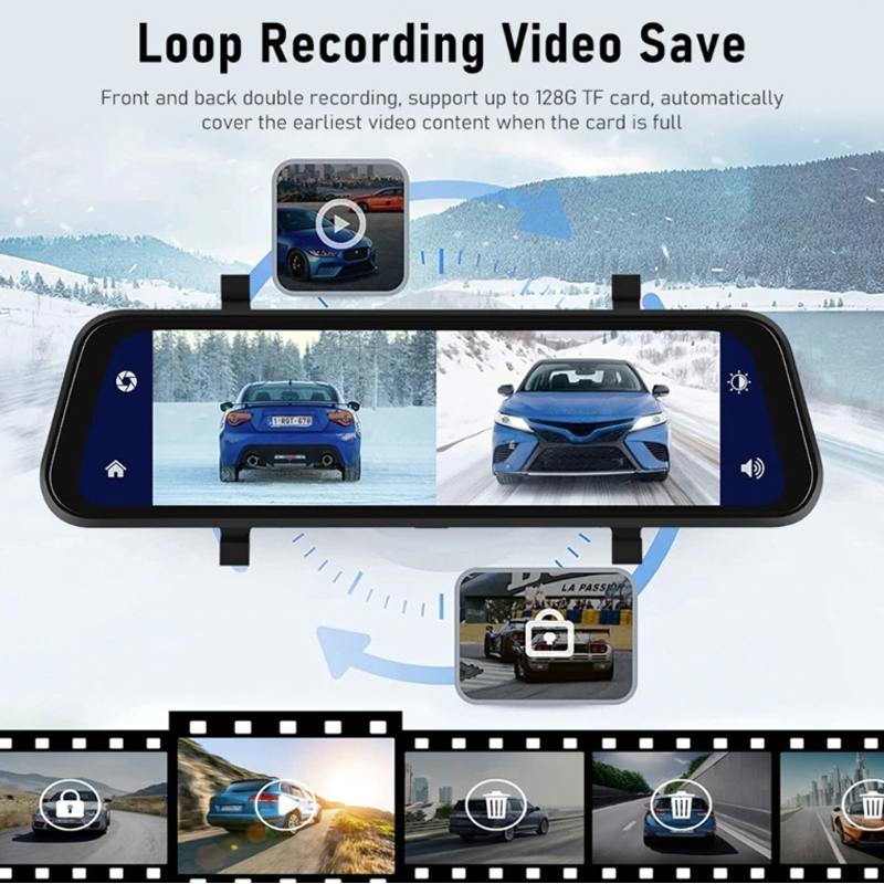 Car Mirror Monitor High-Definition Video Recording Carplay