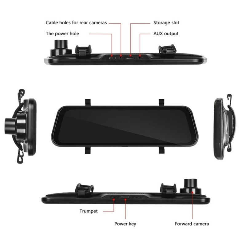 Car Mirror Monitor High-Definition Video Recording Carplay